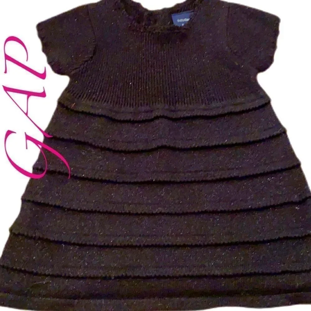 Gap Baby Dress Black Knit Silver Flecks Casual or Dressy Infant Size 0-3 Months